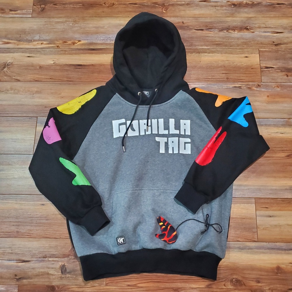 Gorilla Tag VR Game Hoodie Grey Black Graphic Mens XL Adult Sweatshirt NO CODE